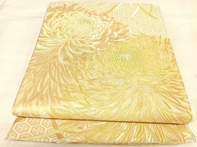 平和屋着物◎六通柄袋帯　唐織　乱菊　金糸　正絹　逸品　AABM9861yx