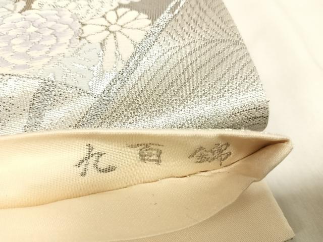 平和屋着物◎六通柄袋帯　唐織　扇面吉祥花文　九百錦　プラチナ二重箔　正絹　逸品　AABM9865yx