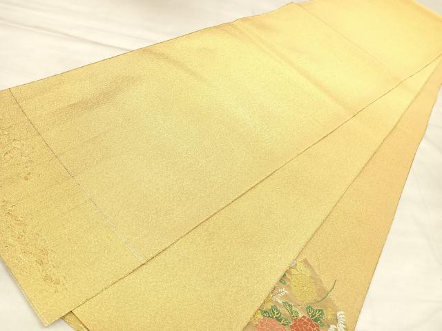 平和屋着物◎綴れ　太鼓柄袋帯　地紙草花文　金銀糸　正絹　逸品　AABM9869yx