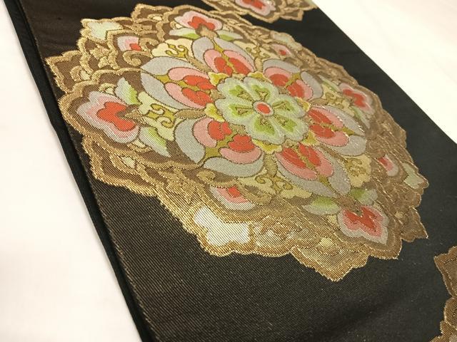平和屋着物◎六通柄袋帯　正倉院花文　金糸　正絹　逸品　AABM9873yx