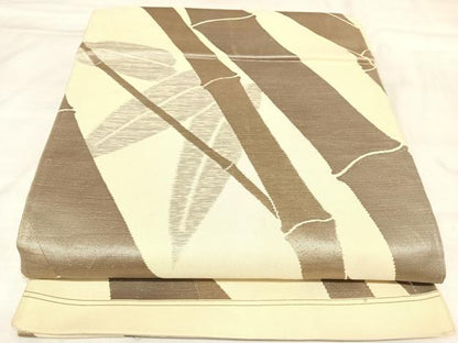 平和屋着物◎六通柄袋帯　笹竹文　金銀糸　正絹　逸品　AABM9883yx