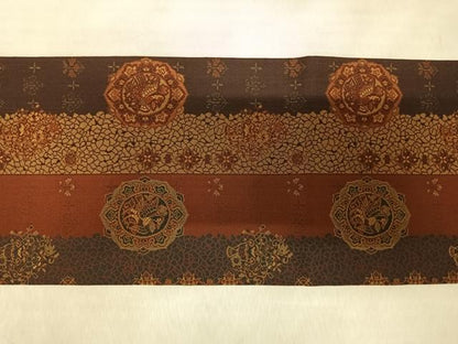 平和屋着物◎九寸名古屋帯　吉祥花鳥間道　正絹　逸品　AABM9888yx