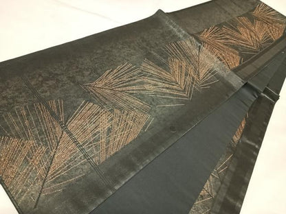 平和屋着物◎六通柄袋帯　松　金糸　引箔　正絹　逸品　AABM9891yx