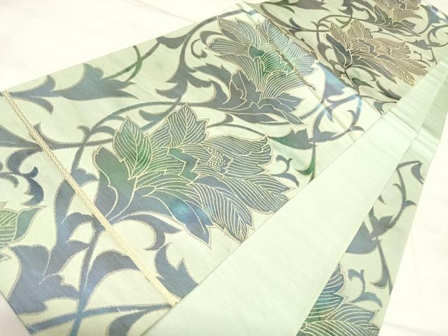 平和屋着物◎六通柄　本袋帯　更紗花文　金糸　正絹　逸品　AABM9928yx
