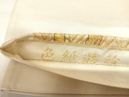 平和屋着物◎六通柄袋帯　唐織　色紙蒔絵　金銀糸　正絹　逸品　AABM9937yx
