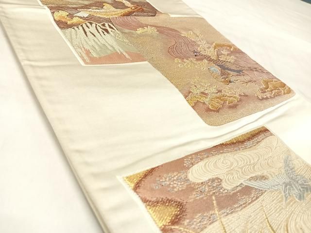 平和屋着物◎六通柄袋帯　唐織　色紙蒔絵　金銀糸　正絹　逸品　AABM9937yx