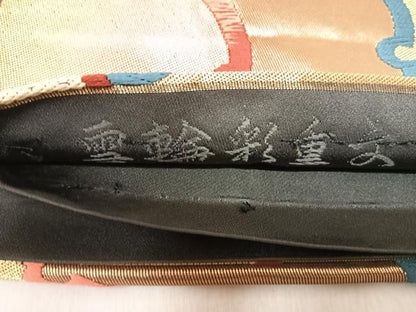 平和屋着物◎六通柄袋帯　唐織　雪輪彩重文　黒地　金糸　正絹　逸品　AABM9976yx