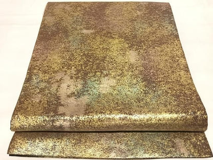 平和屋着物◎六通柄袋帯　霞文　金糸　引箔　正絹　逸品　AABM9977yx