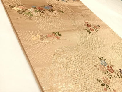 平和屋着物◎六通柄袋帯　唐織　紗綾形舞花文　金銀糸　正絹　逸品　AABN0078yx