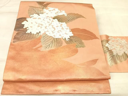 平和屋着物◎九寸名古屋帯　唐織　舞花文　金銀糸　引箔　正絹　逸品　AABN0087yx