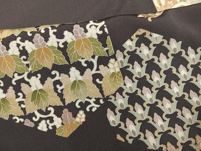 平和屋着物●豪華色留袖　駒刺繍　亀甲花唐草文　金彩　ロング丈　正絹　逸品　AABN0401ph