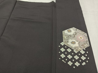 平和屋着物●豪華色留袖　駒刺繍　亀甲花唐草文　金彩　ロング丈　正絹　逸品　AABN0401ph