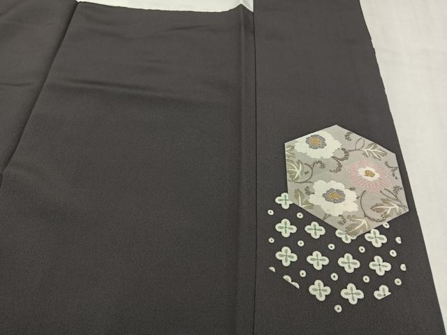 平和屋着物●豪華色留袖　駒刺繍　亀甲花唐草文　金彩　ロング丈　正絹　逸品　AABN0401ph
