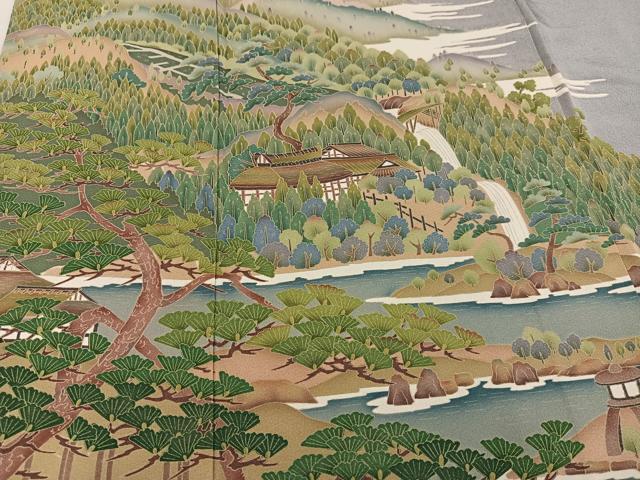 平和屋着物●豪華色留袖　友禅　作家物　加賀兼六園　暈し染め　正絹　逸品　AABN0402ph
