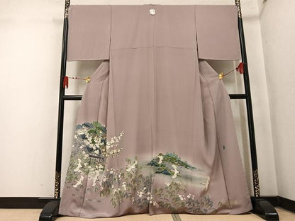 平和屋着物●豪華色留袖　友禅　作家物　群鶴風景草花文　暈し染め　正絹　逸品　未使用　AABN0403ph