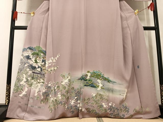 平和屋着物●豪華色留袖　友禅　作家物　群鶴風景草花文　暈し染め　正絹　逸品　未使用　AABN0403ph