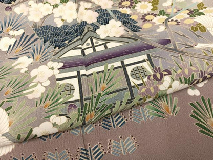 平和屋着物●豪華色留袖　友禅　作家物　群鶴風景草花文　暈し染め　正絹　逸品　未使用　AABN0403ph