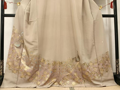 平和屋着物●豪華色留袖　作家物　孔雀花文　暈し染め　金彩　正絹　逸品　AABN0404ph
