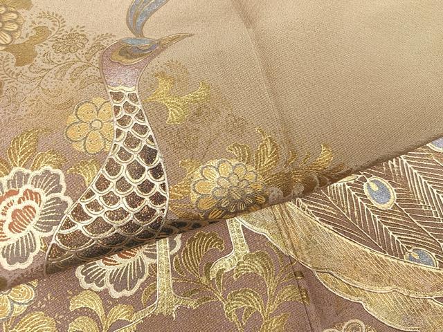 平和屋着物●豪華色留袖　作家物　孔雀花文　暈し染め　金彩　正絹　逸品　AABN0404ph