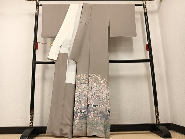 平和屋着物●豪華色留袖　友禅　作家物　群鳥梅松文　暈し染め　正絹　逸品　AABN0405ph