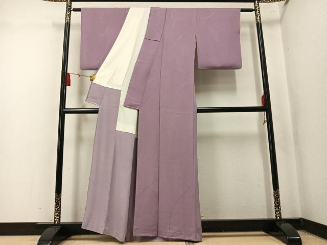 平和屋着物●上質な色無地　草花地紋　薄柿色　正絹　逸品　AABN0406ph