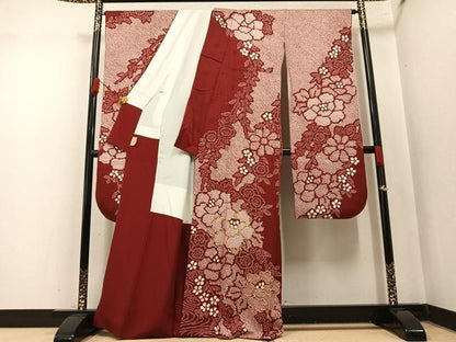 平和屋着物●豪華振袖　絞り　駒刺繍　草花文　正絹　逸品　AABN0412ph
