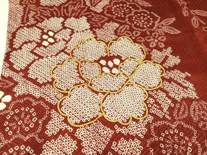 平和屋着物●豪華振袖　絞り　駒刺繍　草花文　正絹　逸品　AABN0412ph