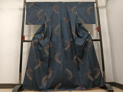 平和屋着物●本場大島紬　9マルキ　草花文　正絹　逸品　AABN0419ph