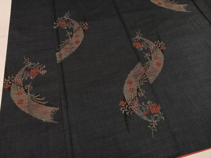 平和屋着物●本場大島紬　9マルキ　草花文　正絹　逸品　AABN0419ph