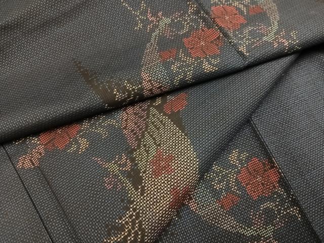 平和屋着物●本場大島紬　9マルキ　草花文　正絹　逸品　AABN0419ph