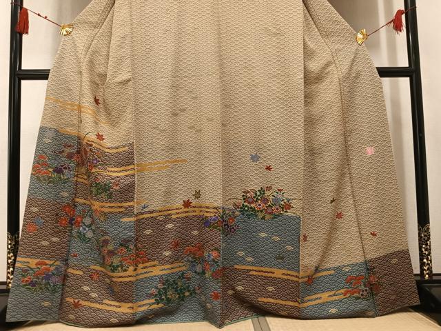 平和屋着物●ファッションデザイナー 花井幸子　訪問着　草花文　金彩　正絹　逸品　AABN0424ph