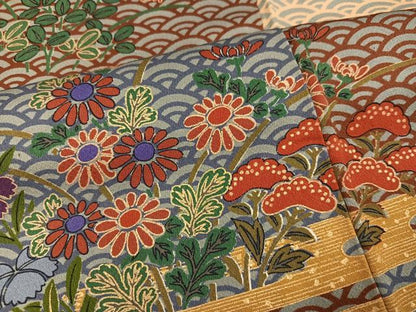 平和屋着物●ファッションデザイナー 花井幸子　訪問着　草花文　金彩　正絹　逸品　AABN0424ph