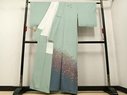 平和屋着物●訪問着　総刺繍　草花宝尽くし　暈し染め　金糸　正絹　逸品　AABN0426ph