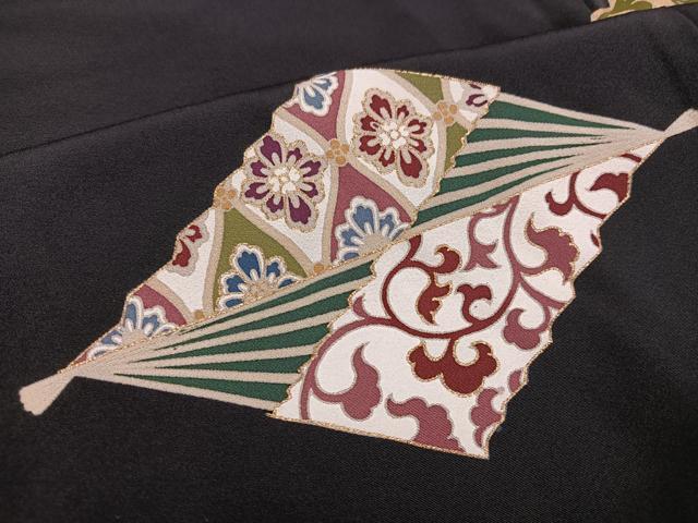 平和屋着物●豪華黒留袖　駒刺繍　花唐草文　暈し染め　金彩　正絹　逸品　AABN0436ph