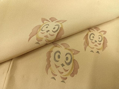平和屋着物●長襦袢　無双仕立て　ミミズク　みみずく　正絹　逸品　AABN0452ph