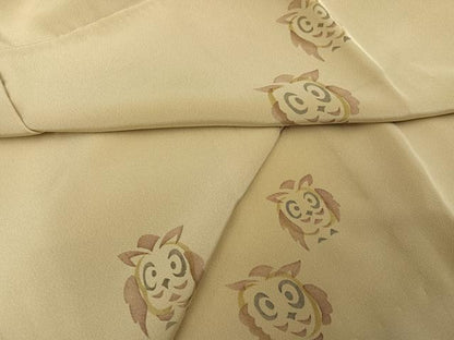 平和屋着物●長襦袢　無双仕立て　ミミズク　みみずく　正絹　逸品　AABN0452ph