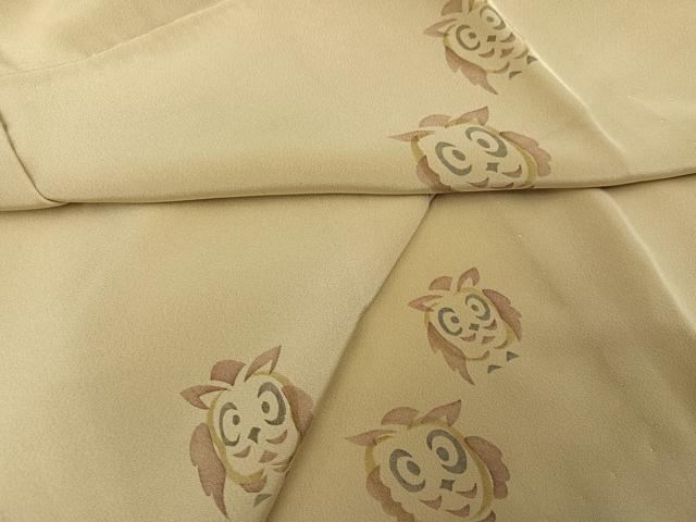平和屋着物●長襦袢　無双仕立て　ミミズク　みみずく　正絹　逸品　AABN0452ph