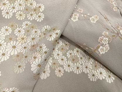 平和屋着物●豪華色留袖　総刺繍　枝花文　金糸　正絹　逸品　AABN0457ph