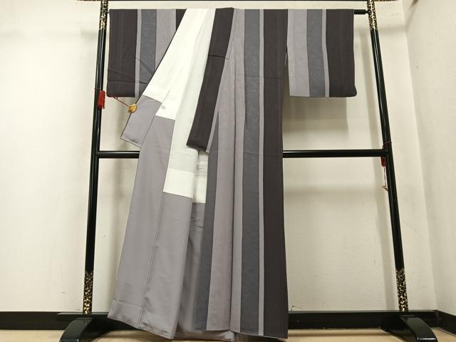 平和屋着物●上質な小紋　草花間道　正絹　逸品　AABN0459ph