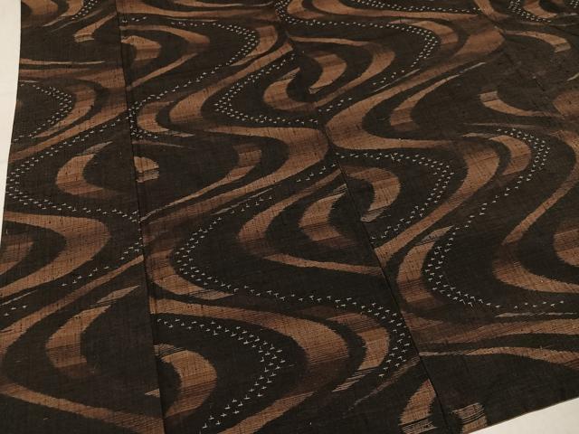 平和屋着物●上質な紬　流水文　正絹　逸品　AABN0464ph