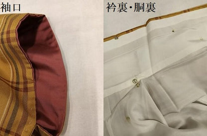平和屋着物●本場黄八丈　まるまなこ　紬　格子　正絹　逸品　AABN0466ph