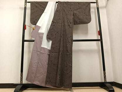 平和屋着物●本場大島紬　7マルキ　流水文　正絹　逸品　AABN0481ph