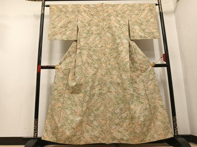 平和屋着物●本場結城紬　重要無形文化財　100亀甲　樹林文　モロ入り　正絹　逸品　AABN0485ph