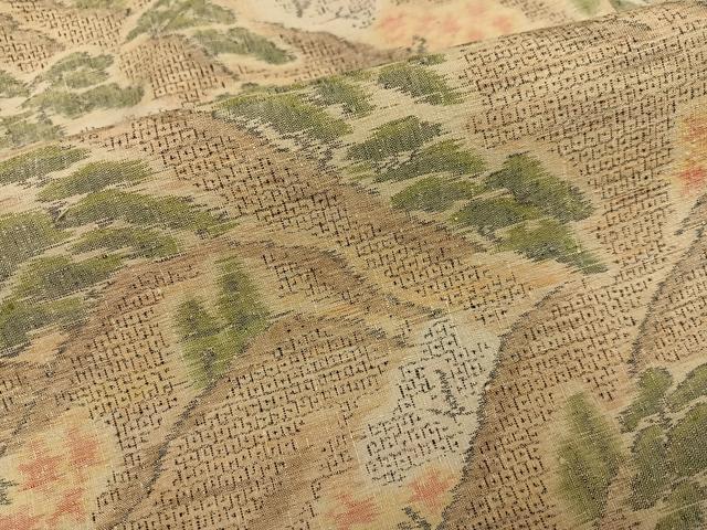 平和屋着物●本場結城紬　重要無形文化財　100亀甲　樹林文　モロ入り　正絹　逸品　AABN0485ph