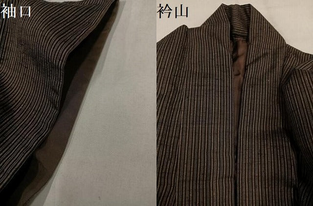 平和屋着物●男性　結城紬　草木染　玉紬　間道　結織苑　証紙付き　正絹　逸品　AABN0491ph