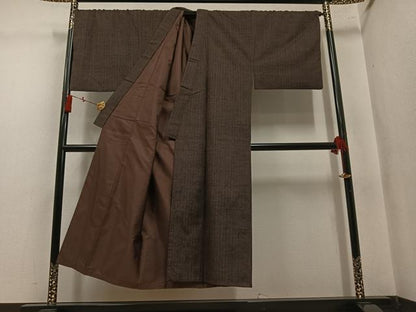 平和屋着物●男性　結城紬　草木染　玉紬　間道　結織苑　証紙付き　正絹　逸品　AABN0491ph