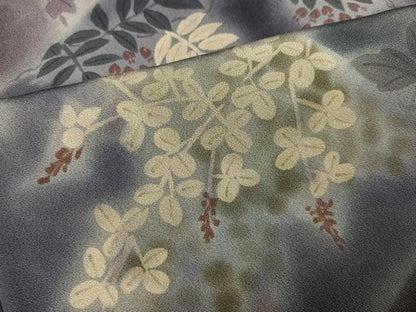 平和屋着物●訪問着　草花文　暈し染め　丹後ちりめん　反端付き　正絹　逸品　未使用　AABN0492ph