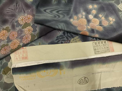 平和屋着物●訪問着　草花文　暈し染め　丹後ちりめん　反端付き　正絹　逸品　未使用　AABN0492ph