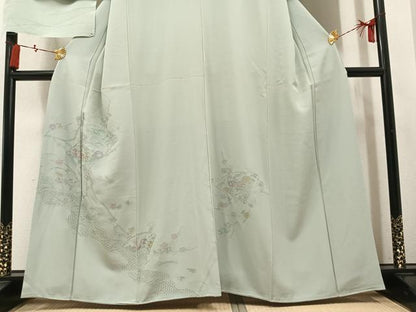 平和屋着物●中国三大刺繍　スワトウ刺繍　汕頭刺繍　総刺繍　訪問着　地紙枝花文　反端付き　正絹　逸品　AABN0494ph