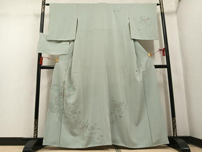 平和屋着物●中国三大刺繍　スワトウ刺繍　汕頭刺繍　総刺繍　訪問着　地紙枝花文　反端付き　正絹　逸品　AABN0494ph